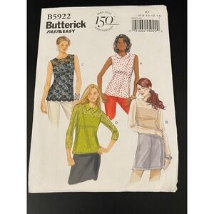 00231 - Butterick B5922 Sewing Misses Tops Easy Very Easy Size A5 (6-8-10-12-14)